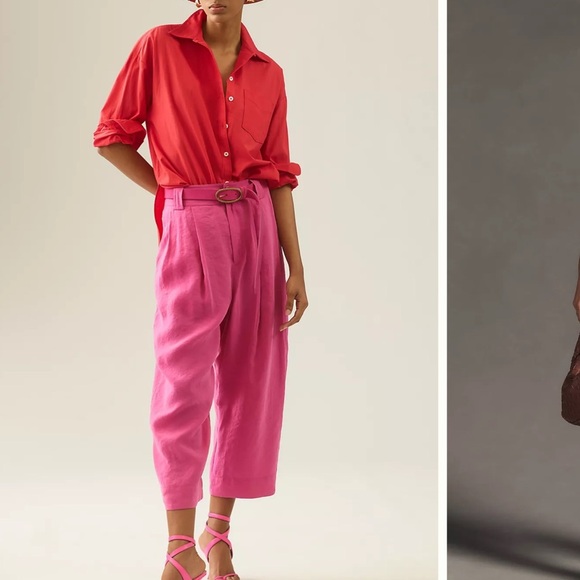 Anthropologie Cropped Pleated Trousers NWT Size 10 - Picture 1 of 11